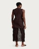 image 3 of F&F Crinkle Textured Layered Co-ord Midi Skirt in Brown