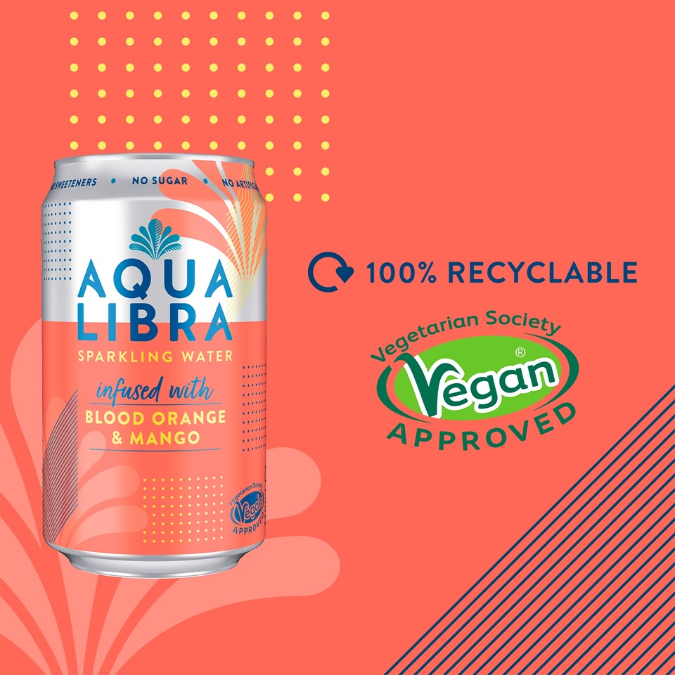 image 1 of Aqua Libra Sparkling Water Infused with Blood Orange & Mango 330ml