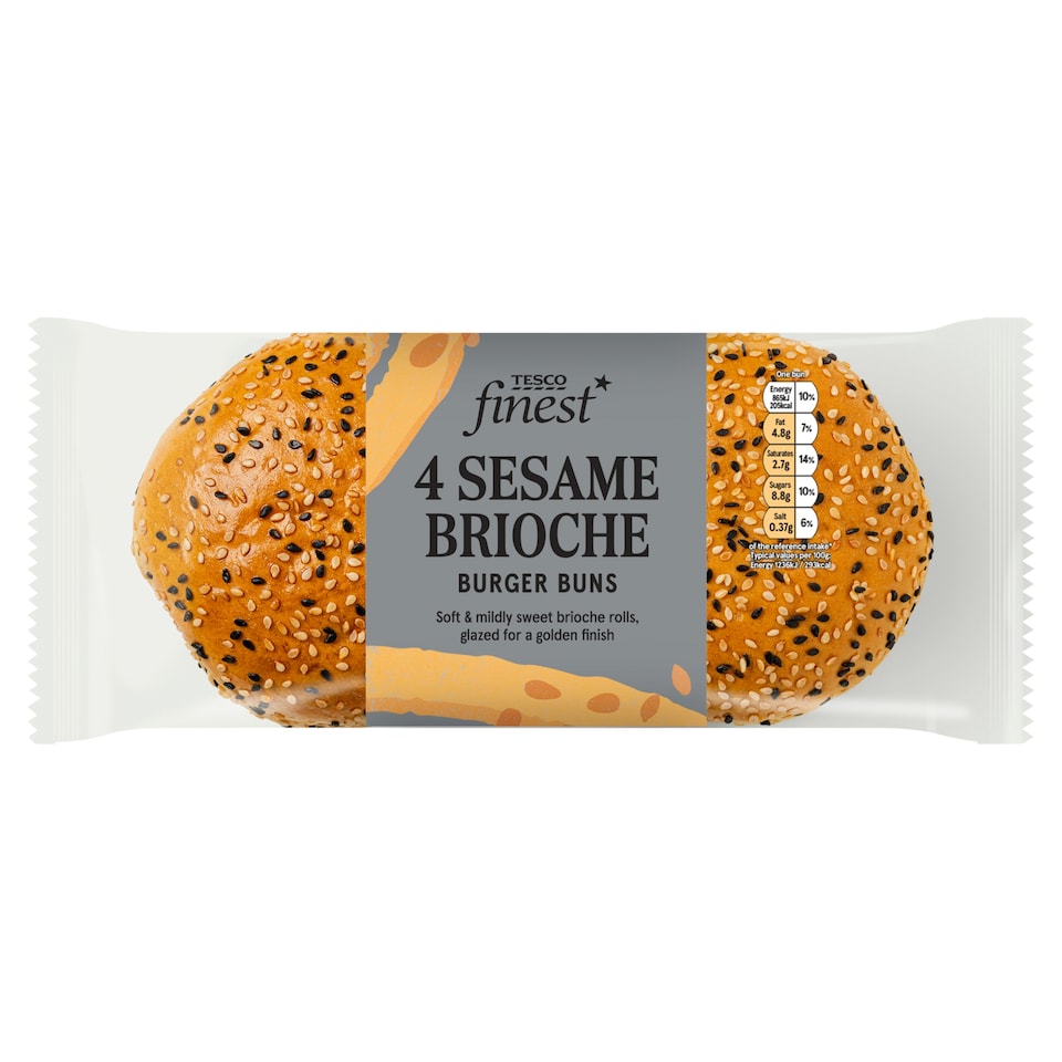 Tesco Finest Brioche Sesame Seed Burger Buns 4 pack