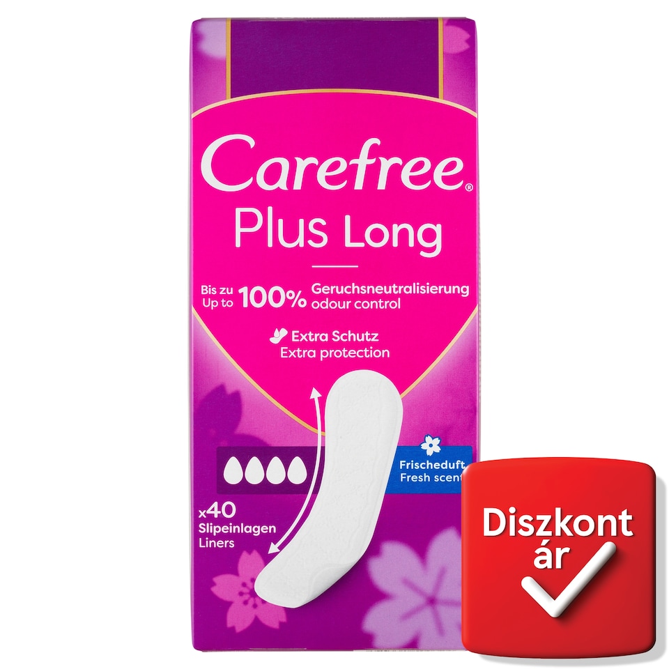 Carefree Plus Long tisztasági betét friss illattal 40 db