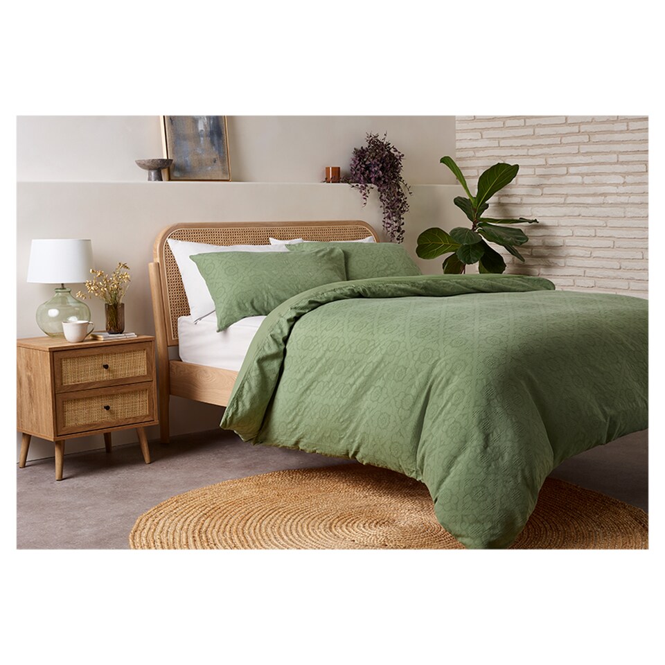 F&F Home Green Jacquard Duvet Set King
