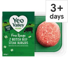 Yeo Valley Organic 2 British Beef Steak Burgers 260g