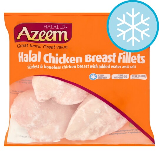 AZEEM HALAL CHICKEN BREAST FILLETS 1KG Tesco Groceries