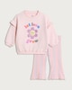 image 1 of F&F Baby 2-Piece Cotton Rich Sweatshirt and Flared Leggings Set in Pink