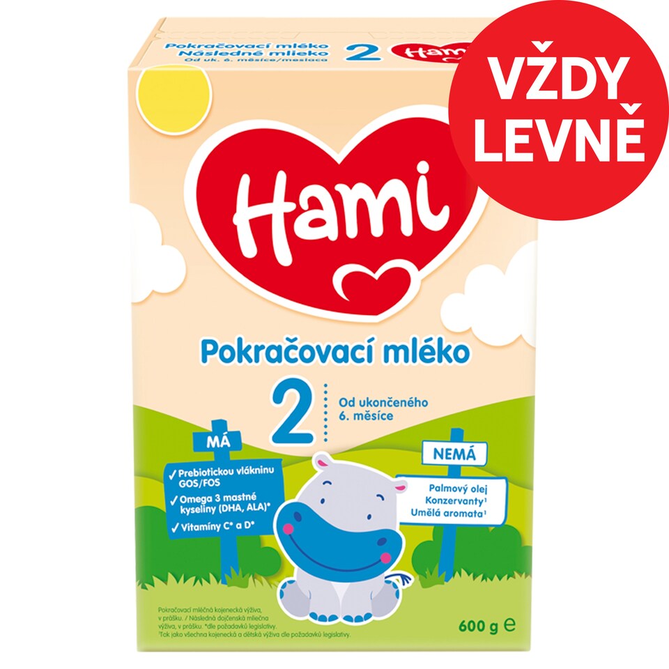 Obrázek 1 pro produkt Hami 2 pokračovací mléko od uk. 6. měsíce 600g