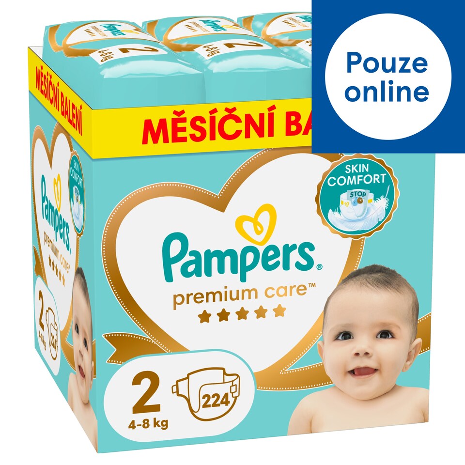 Obrázek 1 pro produkt Pampers Premium Care Velikost 2, 224 Plenek, 4kg-8kg