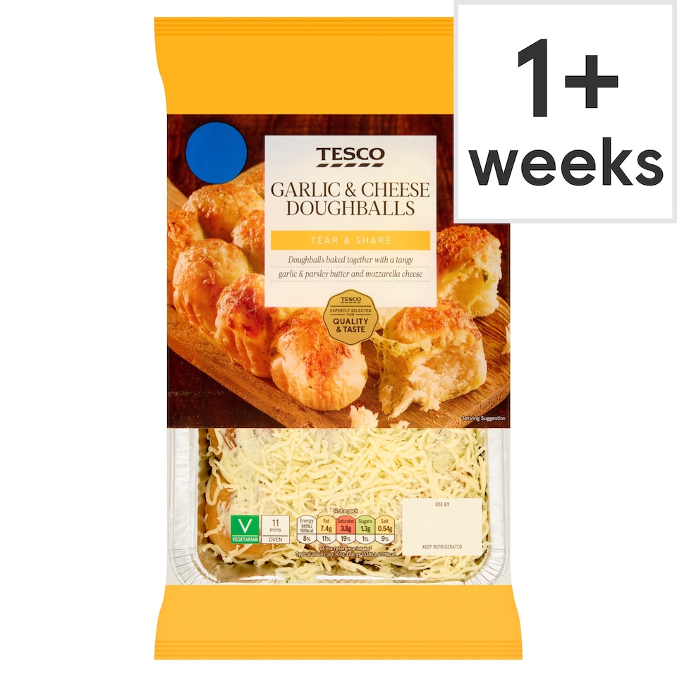 TESCO GARLIC & CHEESE DOUGHBALLS 216G