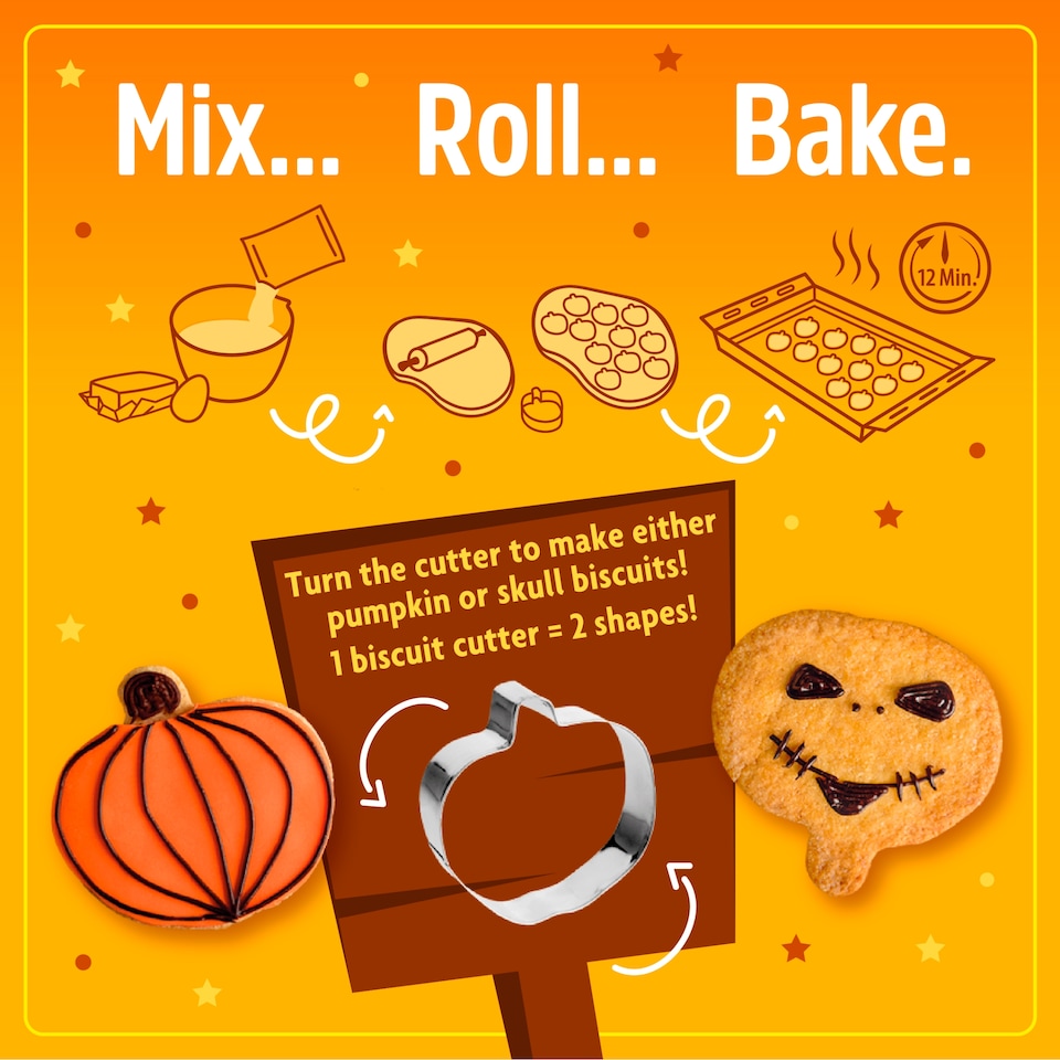 image 1 of Dr. Oetker Halloween Pumpkin & Skull Biscuit Decorating Kit 484g 