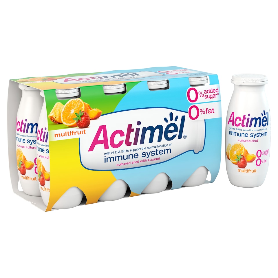 image 1 of Actimel Multifruit Fat Free Immunity Live Yoghurt Drink Multipack 8x100g