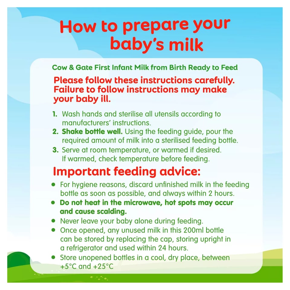 image 1 of Cow & Gate First Infant Milk Formula Starter Pack From Birth 6 x 70ml