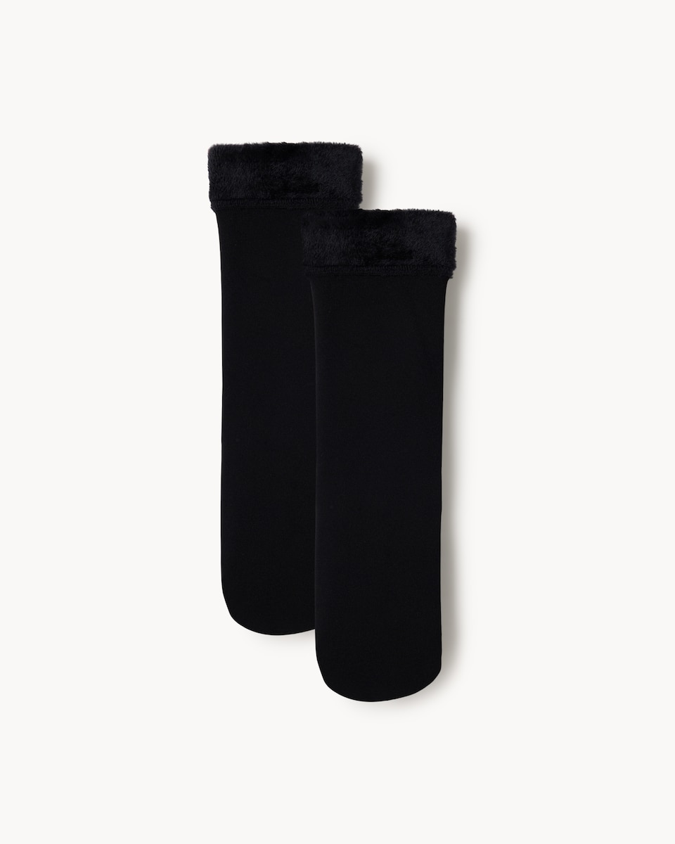 F&F 2-Pack WARMPLUS™ Medium Warmth Thermal Velvet Plush Socks in Black