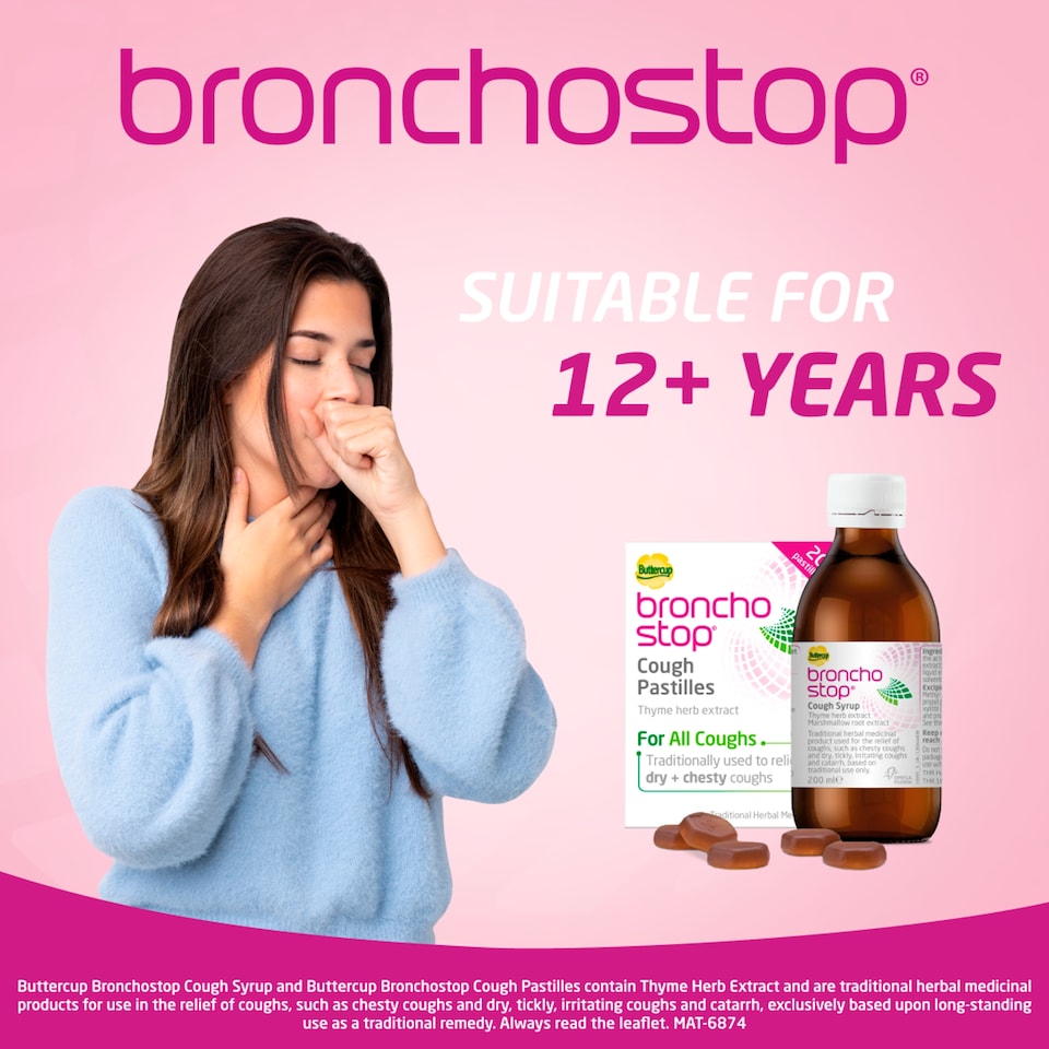 image 1 of Buttercup Bronchostop Cough Relief Pastilles - Thyme Herb Extract 20s