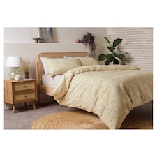 F&F Home Bedding Washed Cotton Floral Illustration Duvet Set King