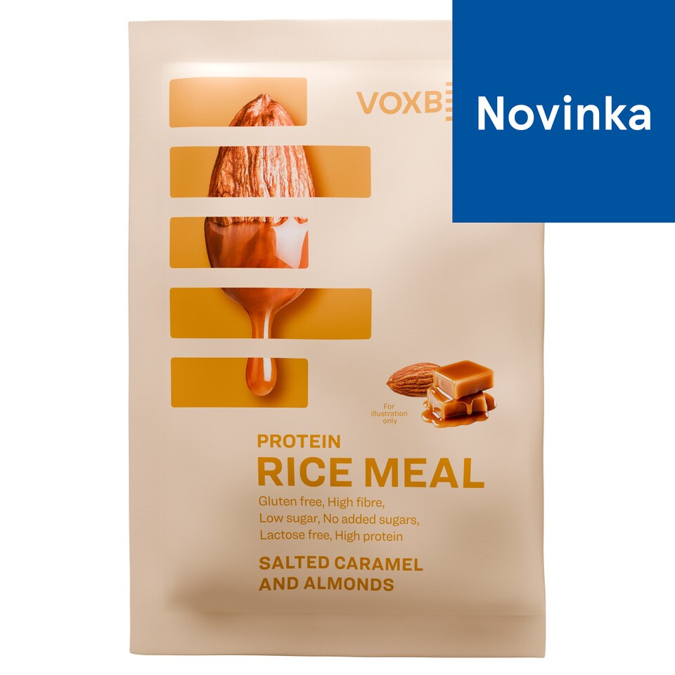 Voxberg Sypká zmes na prípravu ryžovej kaše s príchuťou slaného karamelu a s kúskami mandlí 60 g