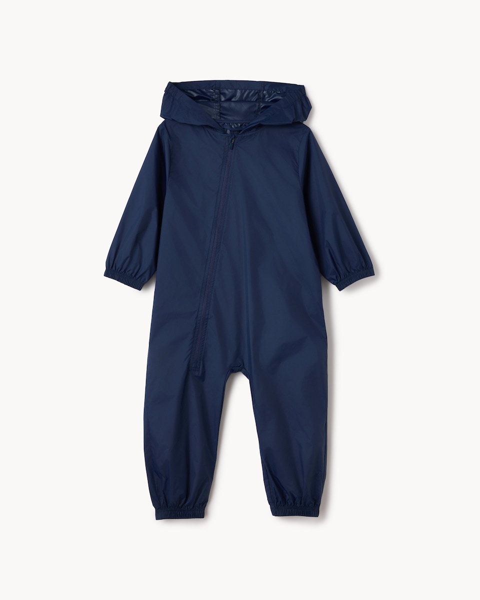 image 1 of F&F School Unisex Zip Up Puddlesuit in Navy