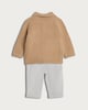 image 2 of F&F Baby 2-Piece Textured Knit Cardigan and Trousers Set in Beige