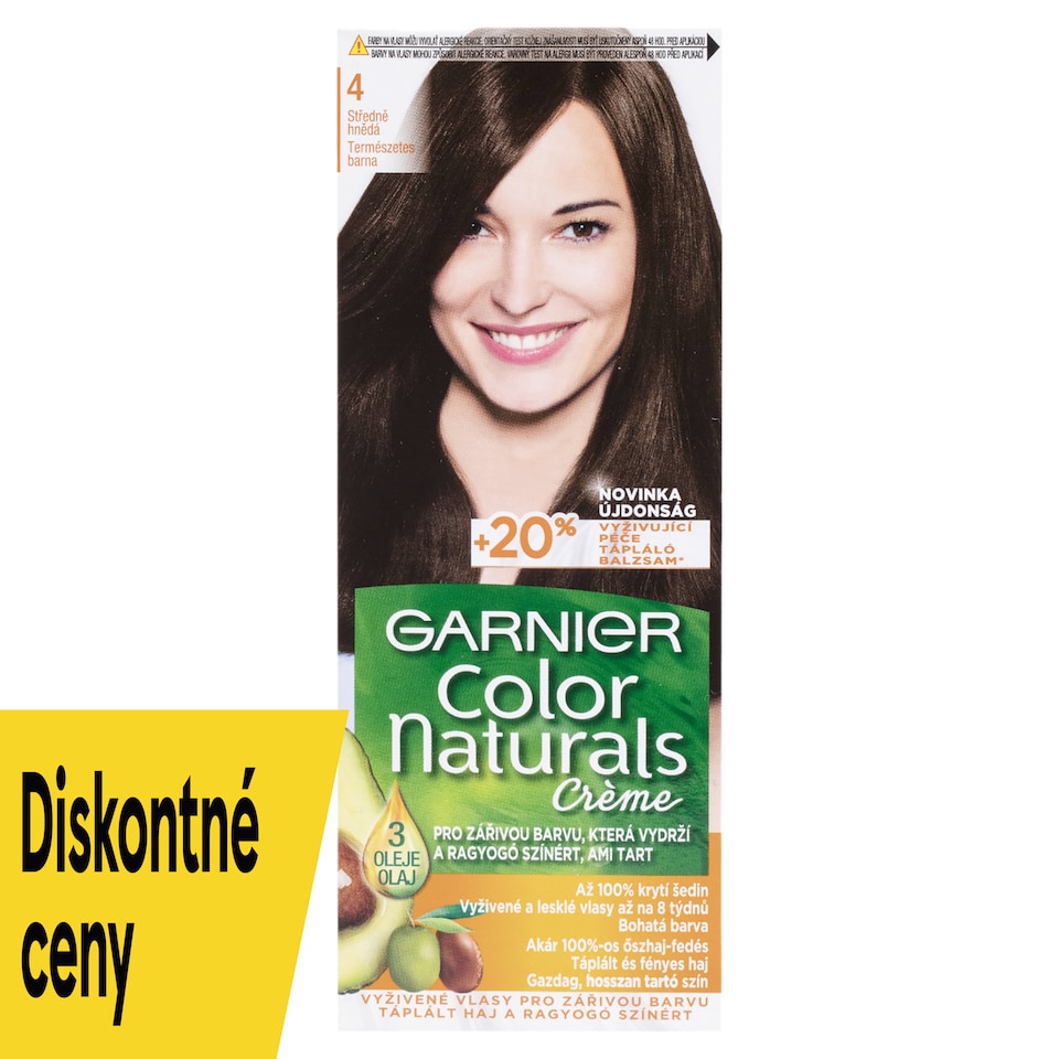 Garnier Color Naturals permanentná farba na vlasy 4 Stredne hnedá, 60 +40 +12 ml