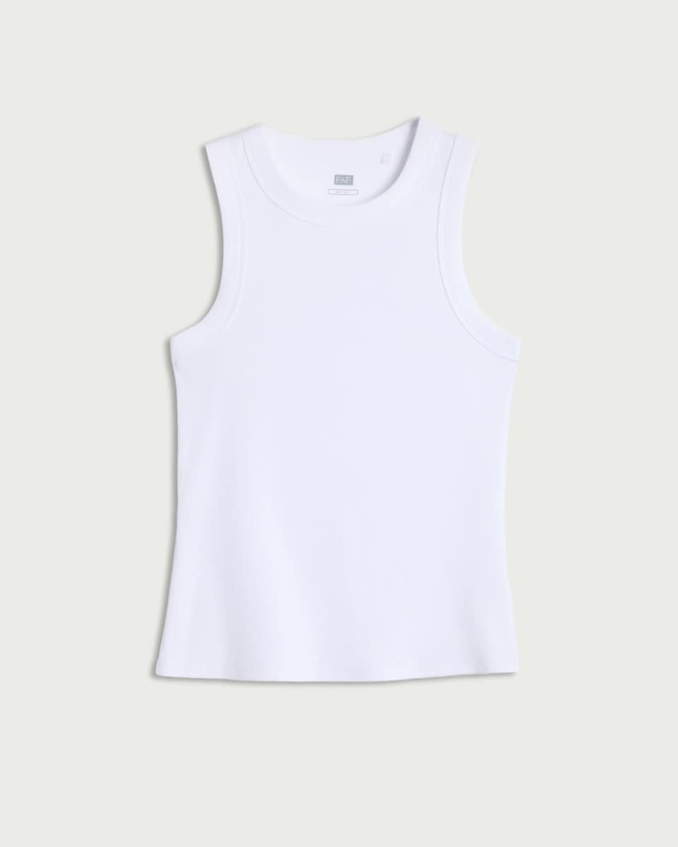 image 1 of F&F Cotton Rich Ribbed Racerback Vest in White