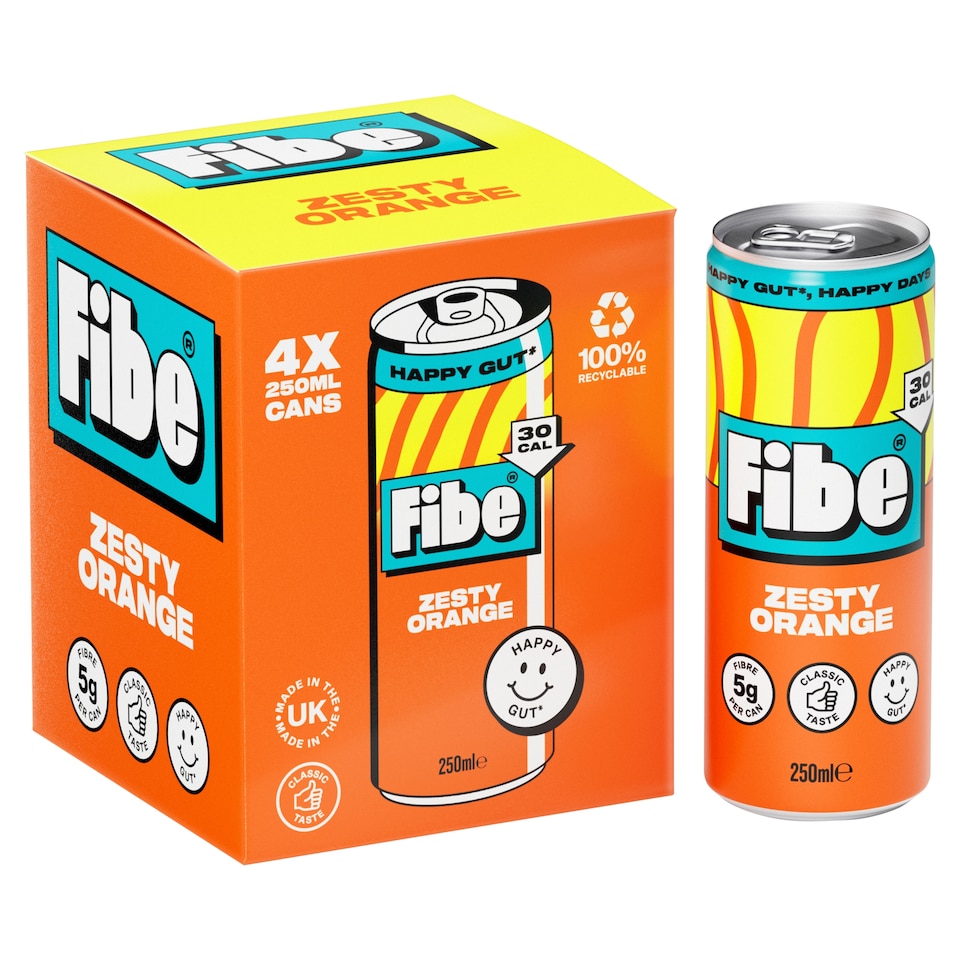 image 1 of Fibe Zesty Orange Soda Drink 4 x 250ml