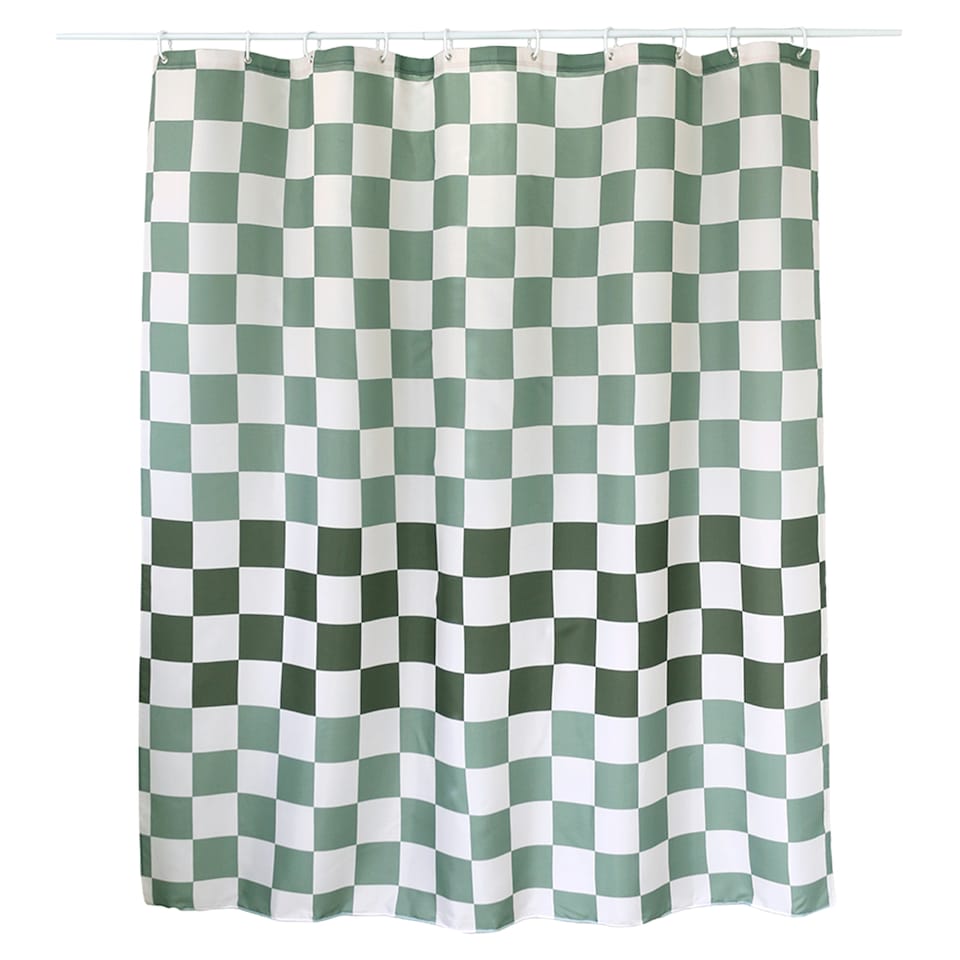 Obrázek 1 pro produkt F&F Home Green Checkered sprchový závěs 180 x 180 cm