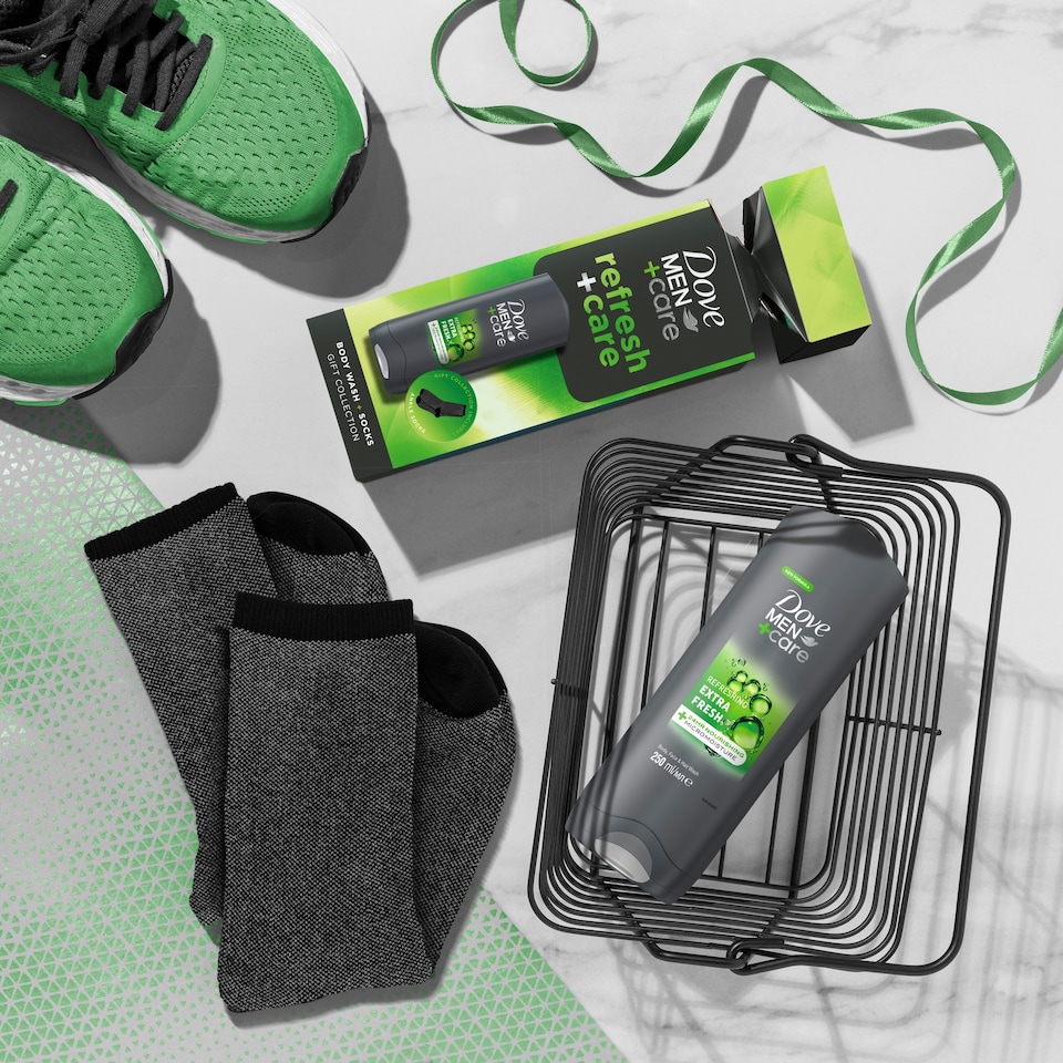 image 1 of Dove Men+Care Refresh & Care Body Wash & Socks Giftset