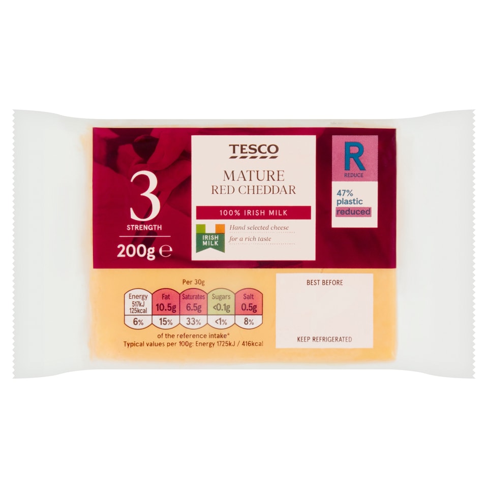Tesco Cheddar Irish Mature Red 200G
