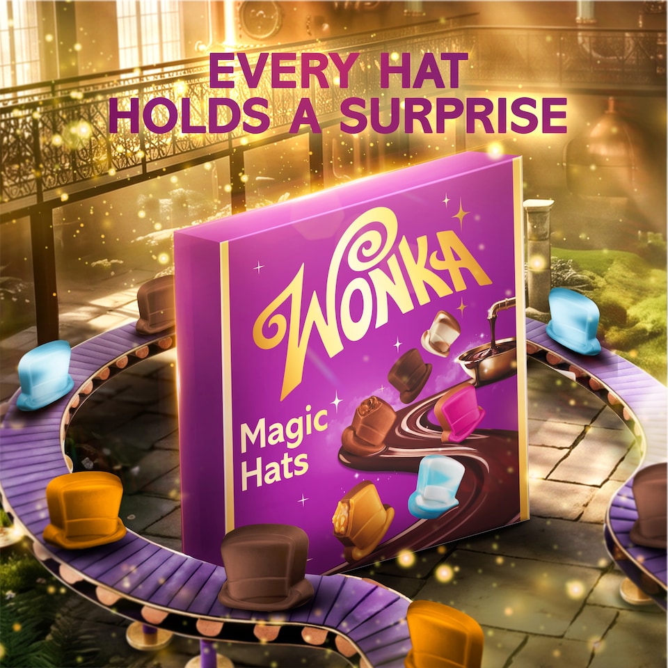 image 1 of Wonka Magic Hats 18 chocolates 174g