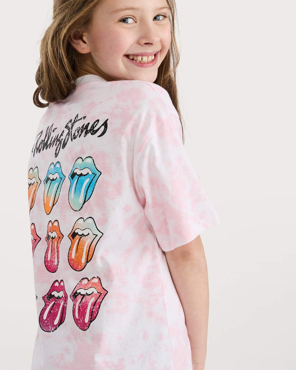image 1 of The Rolling Stones Tie-Dye T-Shirt in Pink