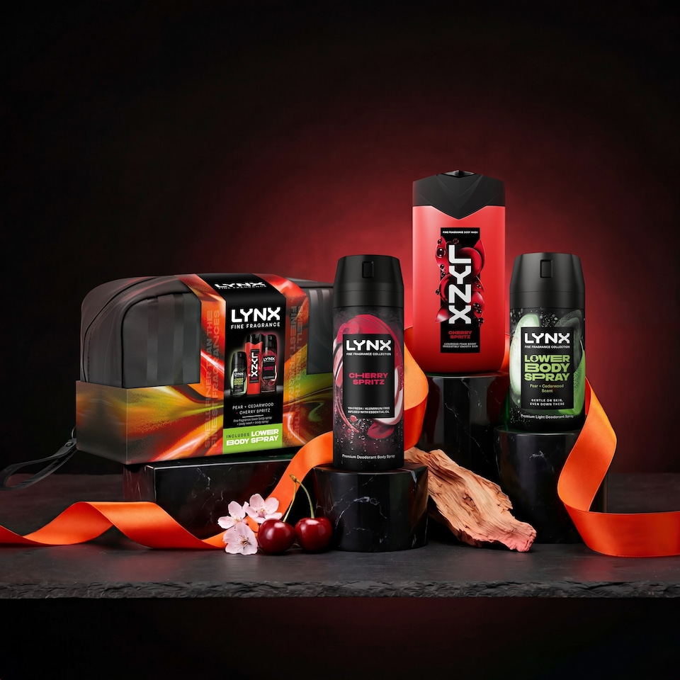 image 1 of Lynx Fine Fragrance Cherry Spritz Washbag Collection