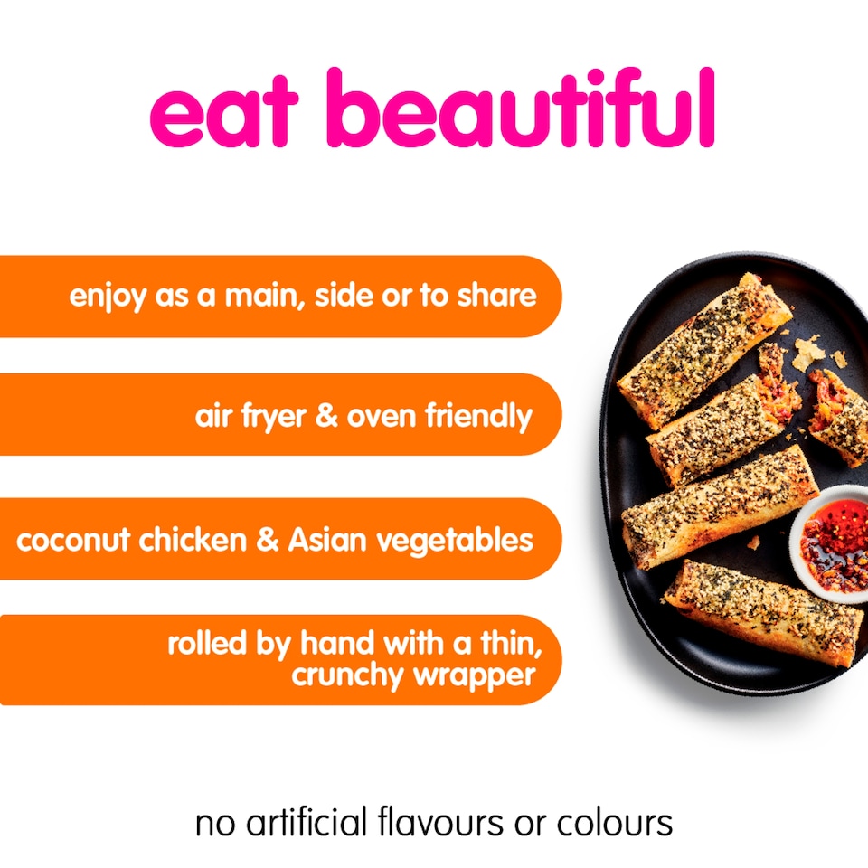 image 1 of itsu 4 coconut chicken jumbo spring rolls 300g 