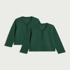 F&F School Unisex 2-Pack Cotton Rich Sweat Cardigans in Green
