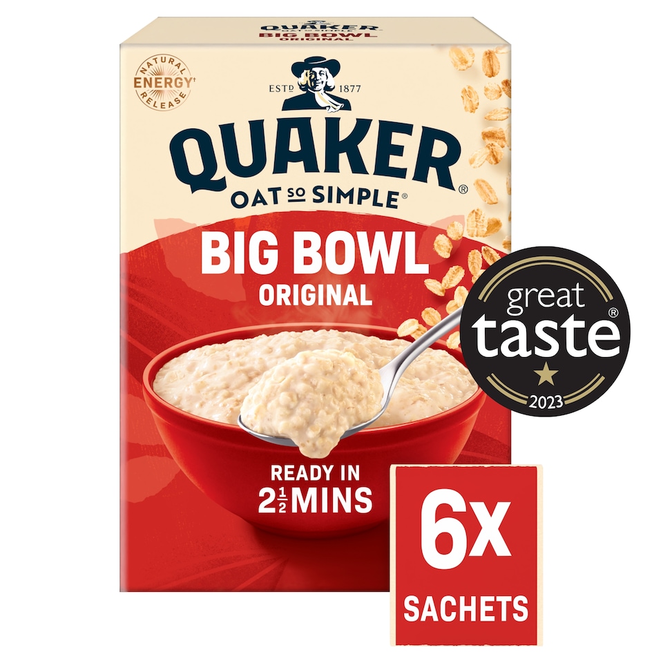image 1 of Quaker Oat So Simple Big Bowl Original Porridge Sachets 6x38.5g