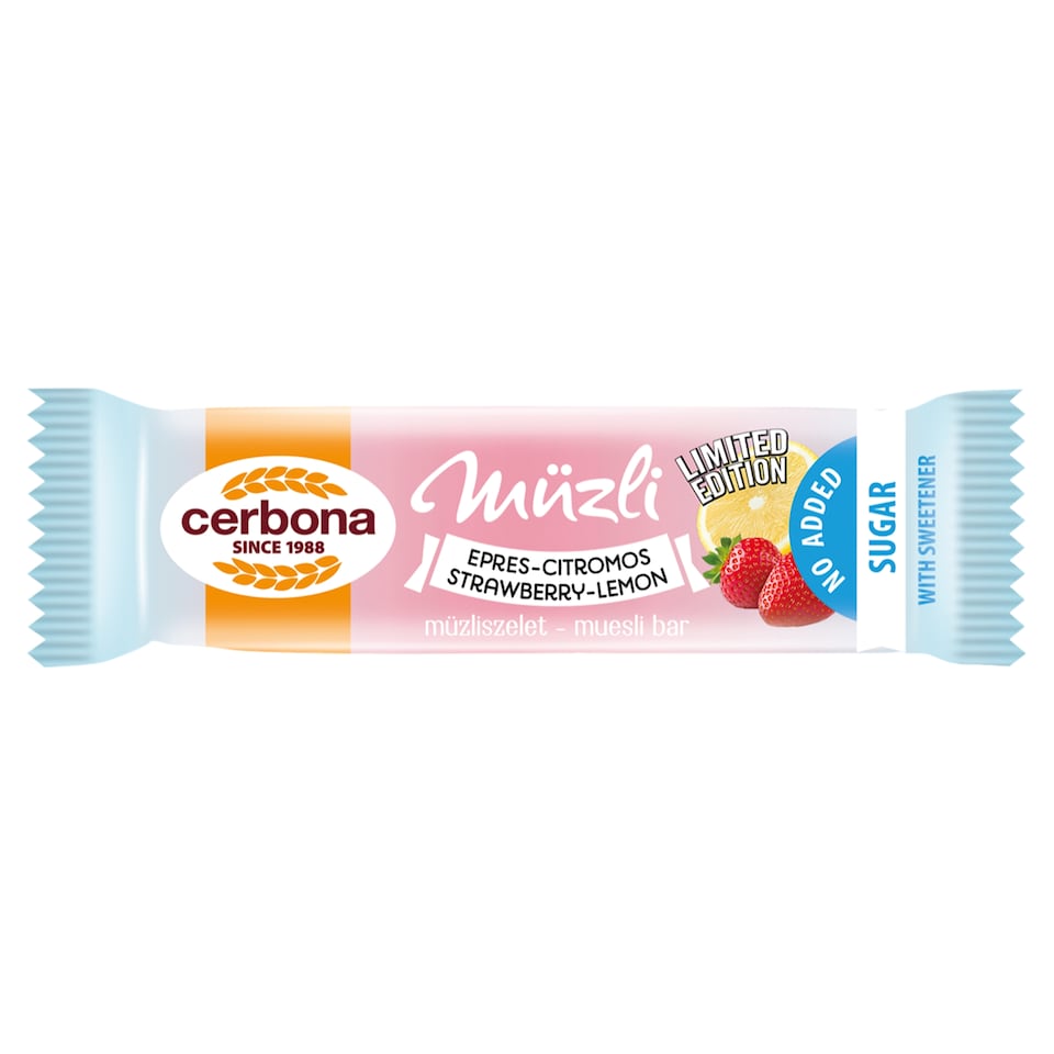 Cerbona epres-citromos müzliszelet, hozzáadott cukor nélkül, édesítőszerrel 20 g