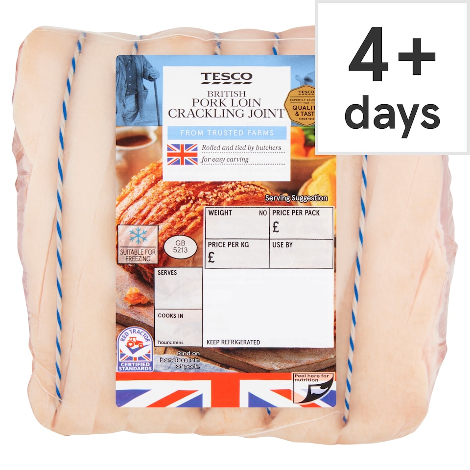 Tesco Pork Loin Crackling Joint 700g-1.3kg