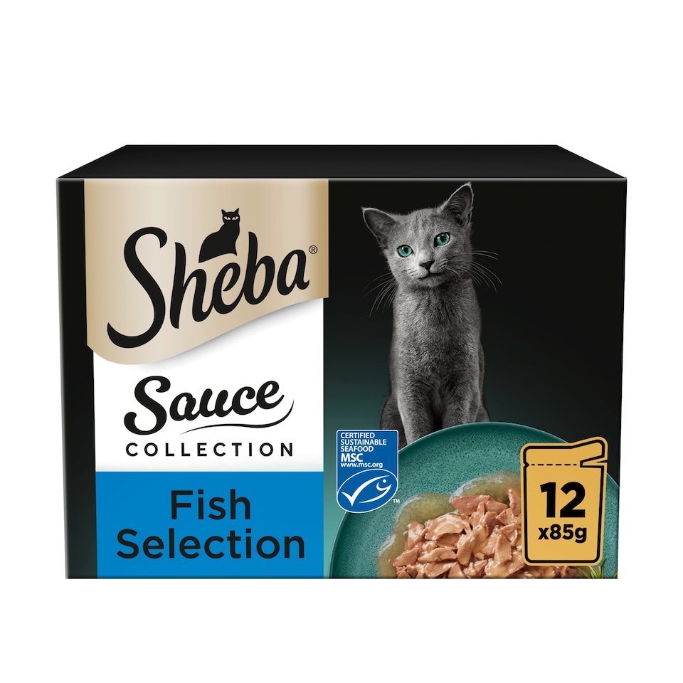 image 1 of Sheba Sauce Collection Cat Food Pouches Fish Selection 12x85g