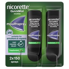 Nicorette QuickMist DUO Fresh Mint Nicotine Mouthspray 1mg - 2 x 150 sprays