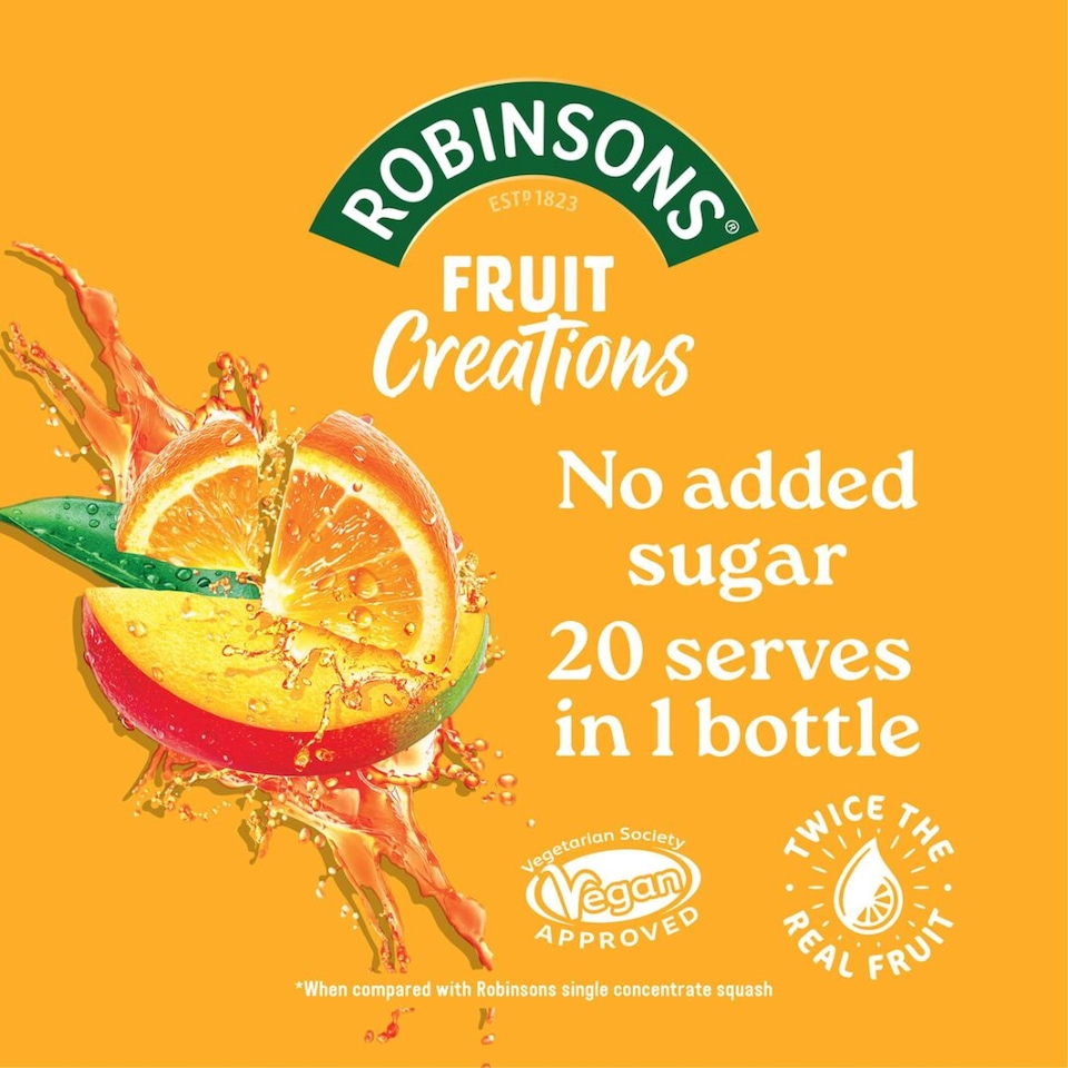 image 1 of Robinsons Fruit Creations Orange & Mango Squash 1L