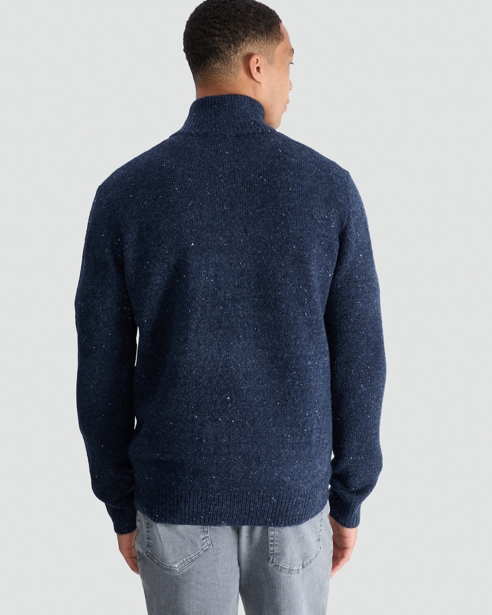 image 1 of F&F Knitted Speckled Half Zip Jumper in Navy