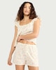 image 1 of F&F Pure Cotton Floral Print Pyjama Shorts in Multi White