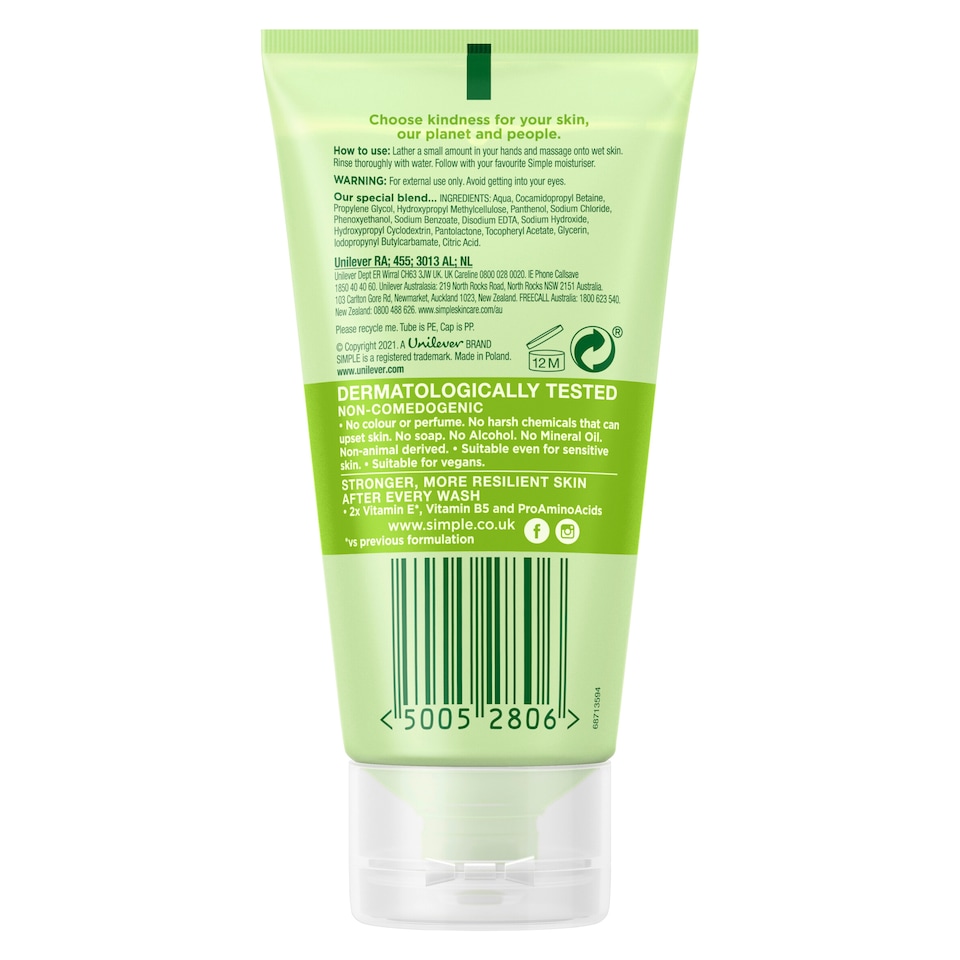 image 1 of Simple Kind To Skin Refreshing Facial Wash Gel 50Ml
