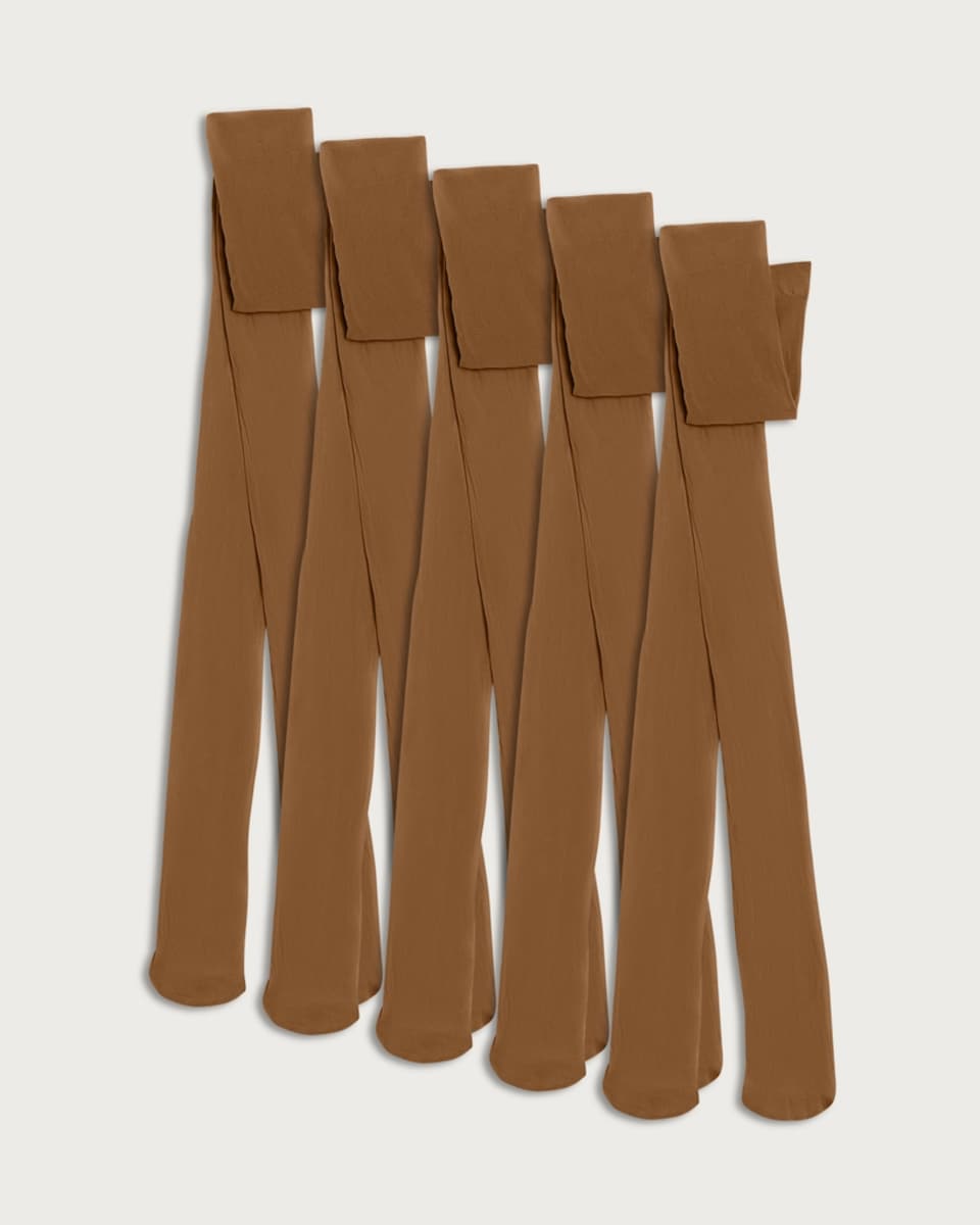 image 1 of F&F 5-Pack 15 Denier Run Resist Tights in Nude