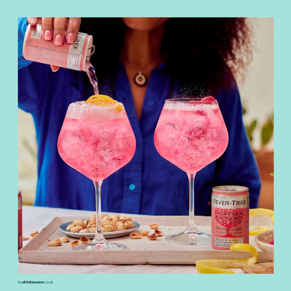 image 1 of Fever-Tree Light Rhubarb & Raspberry Tonic Water Cans 8x150ml