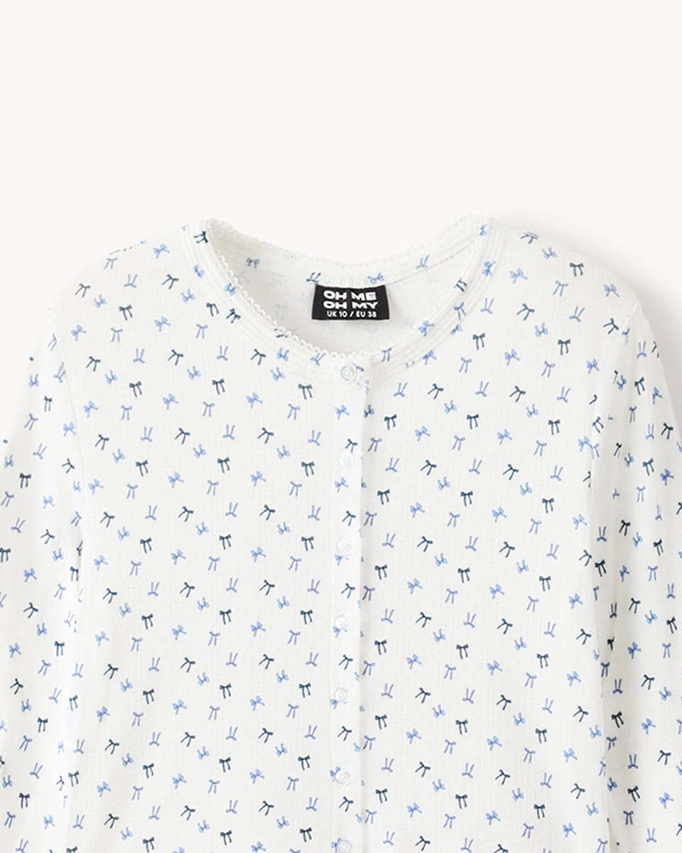 image 1 of OH ME OH MY Bunny Cardigan, Shorts and Bag Pyjama Set in Blue