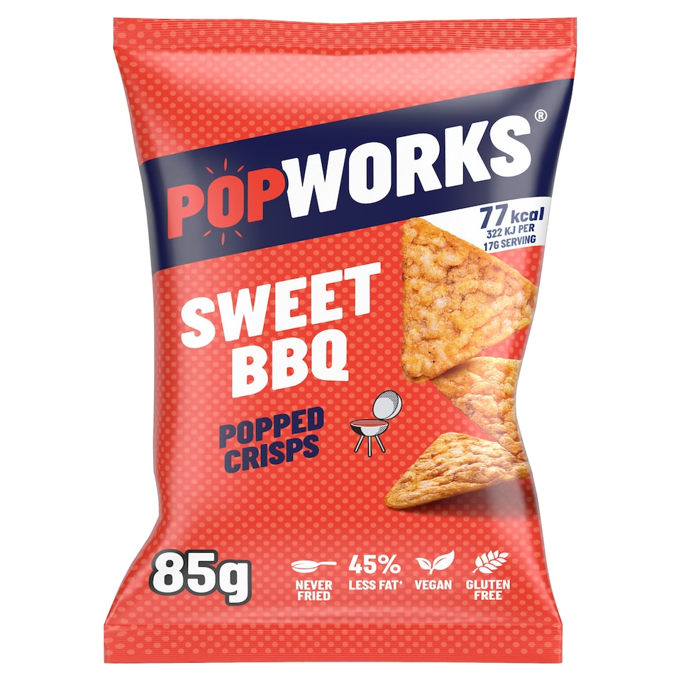 image 1 of Popworks Sweet BBQ Sharing Bag Popped Crisps 85g