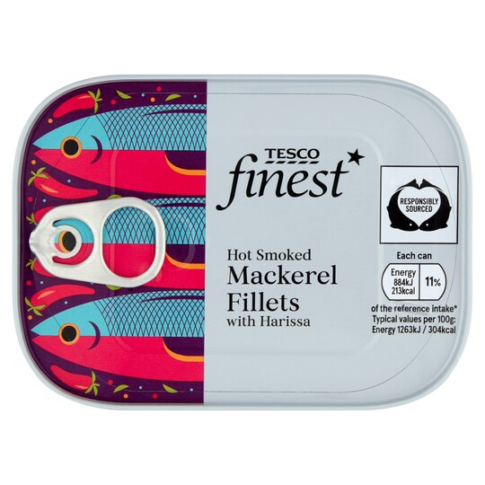 Tesco Finest Hot Smoked Mackerel Fillets & Harissa 110G Tesco Groceries