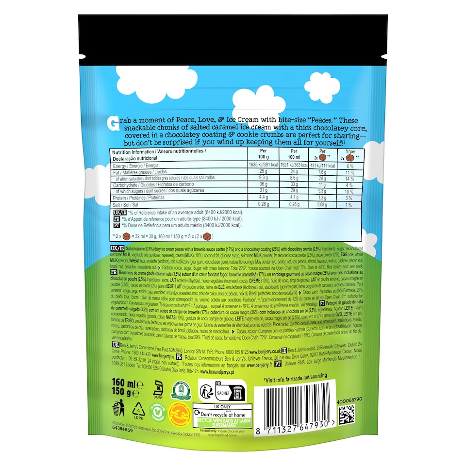 image 1 of  Ben & Jerry's Peaces Salted Caramel Brownie Ice Cream x10 160ml