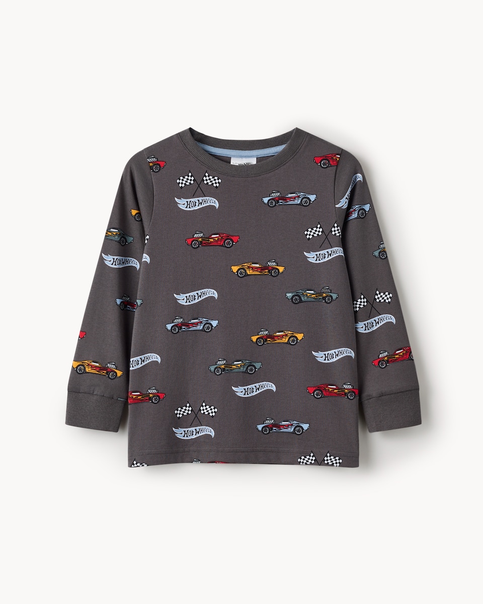 image 1 of Hot Wheels Pure Cotton Printed Pyjama Set in Grey