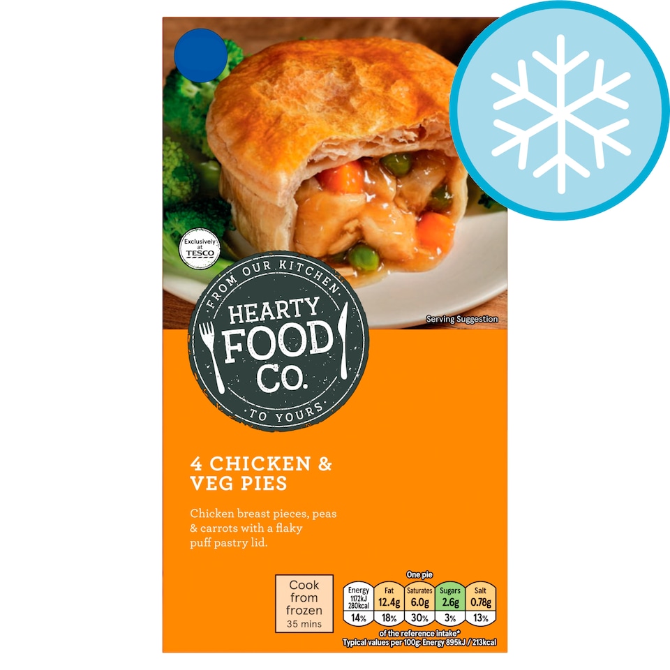 Hearty Food Co. 4 Chicken & Veg Pies 568g