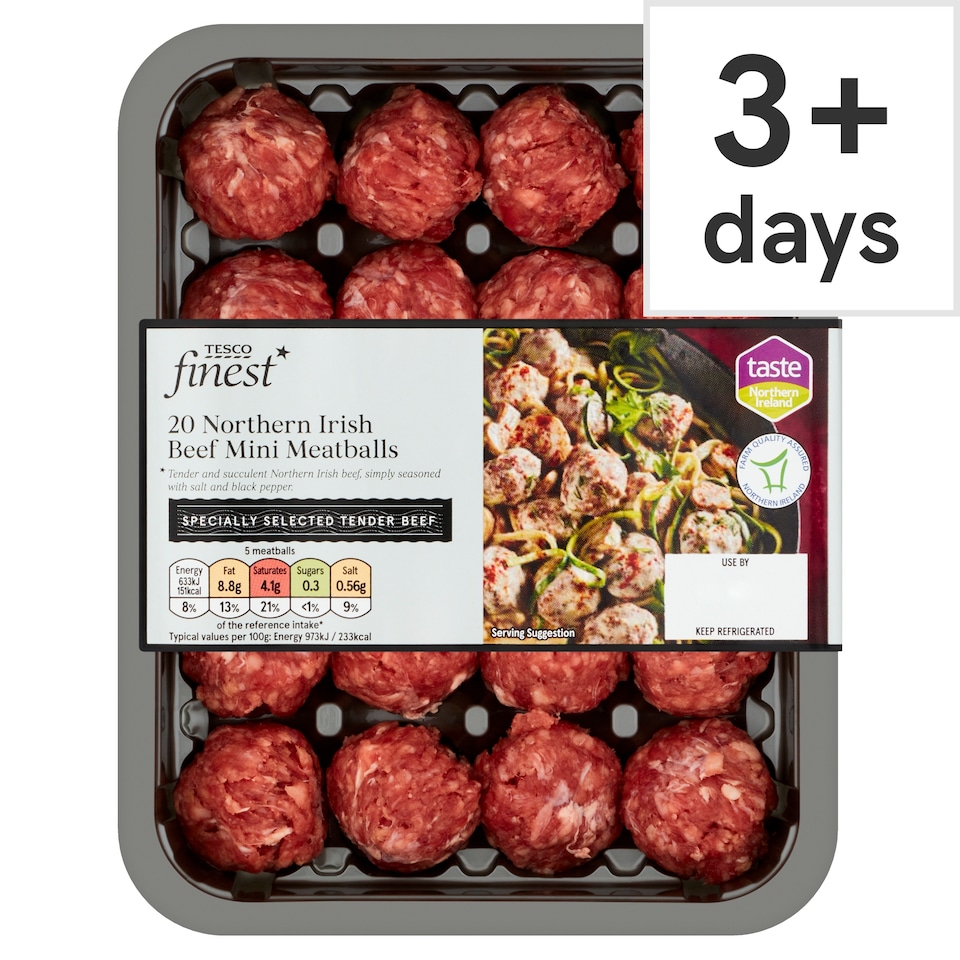 Tesco Finest Ni Beef Mini Meatballs 336G
