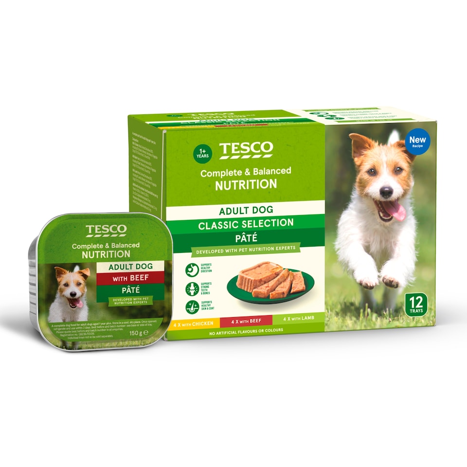 image 1 of TESCO ADULT DOG CLASSIC PATE SELECTION 12X150G 